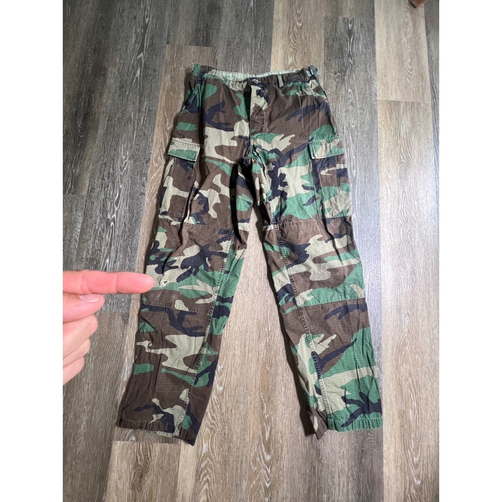 US Military Cargo Pants Mens Medium Long Camo Woodland Ripstop Combat Trousers